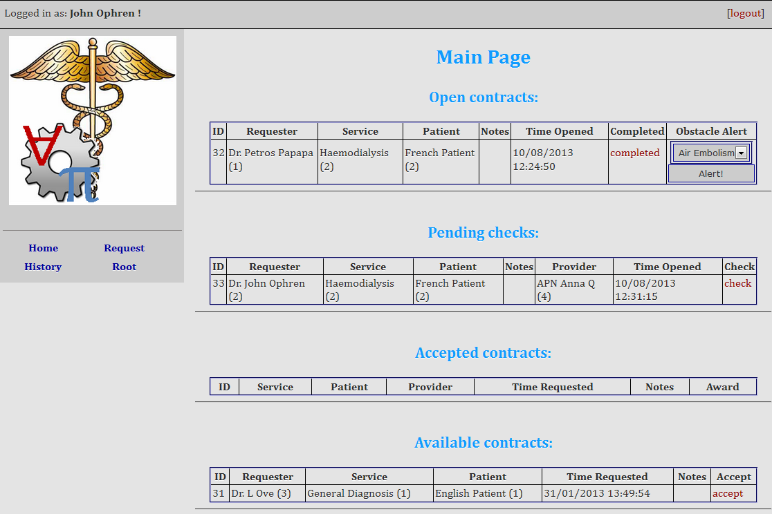 Figure 3: Software prototype for collaborative work in healthcare teams